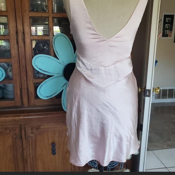 Princess Polly Pink Mini Dress with Satin Finish and Wrap Bodice - Picture 5 of 9